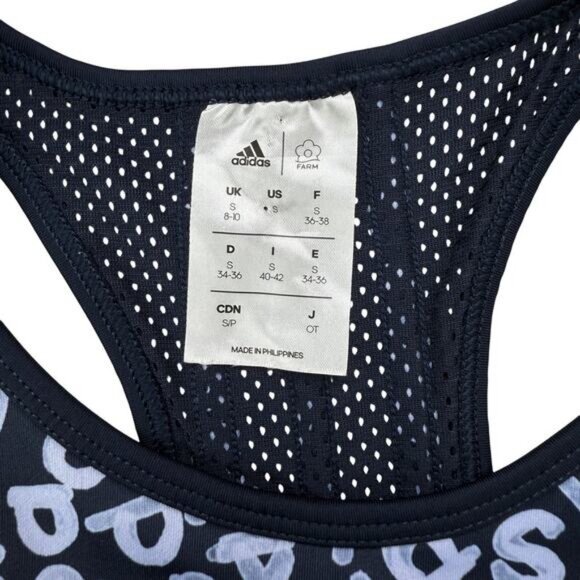 FARM RIO X ADIDAS Aeroready 3-Strips Print Sports Crop Top Bra Sz Small - Picture 8 of 11
